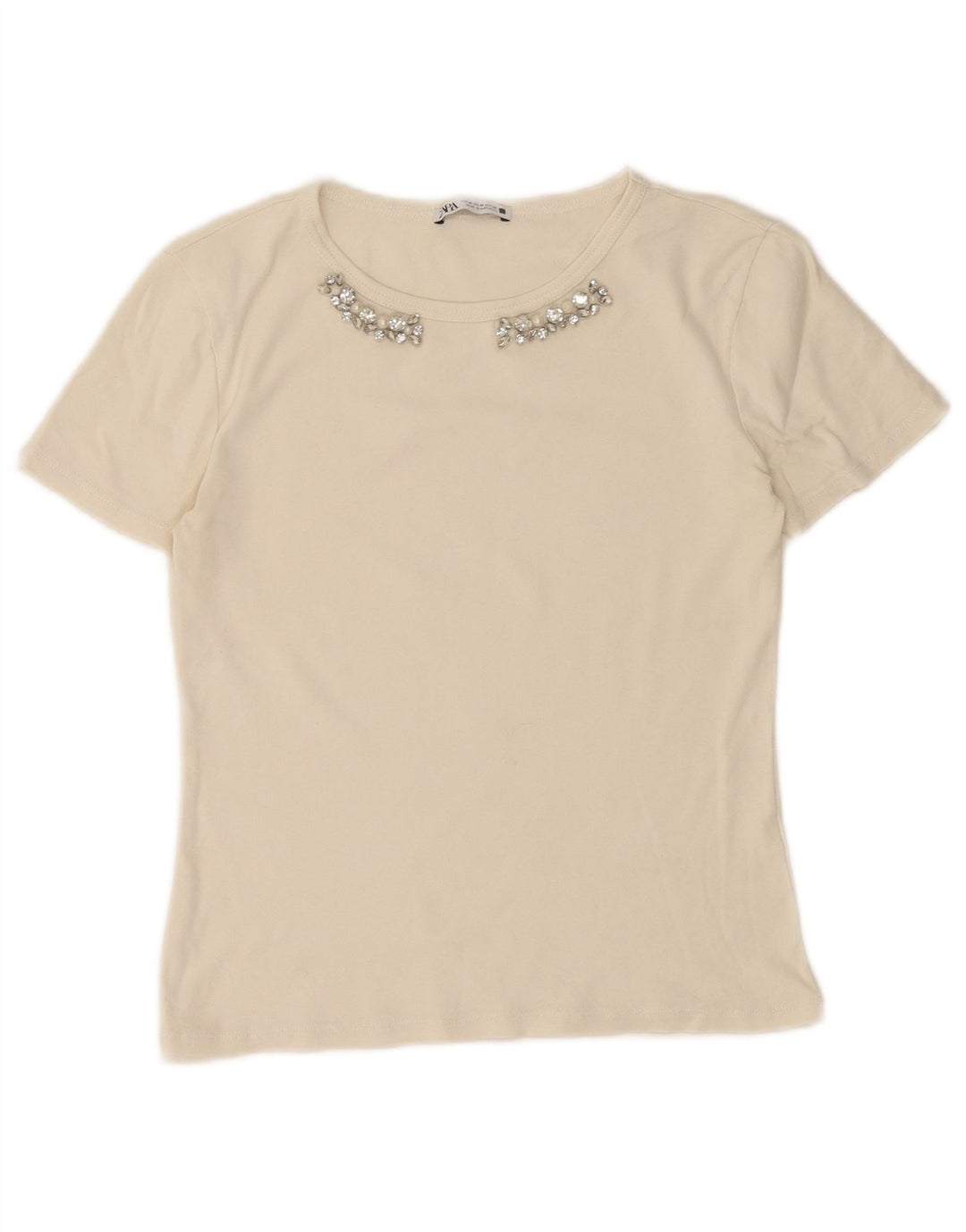Zara Γυναικείο T-Shirt Top UK 12 Medium White