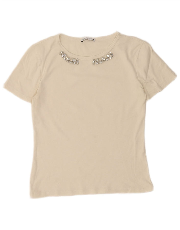 Zara Γυναικείο T-Shirt Top UK 12 Medium White