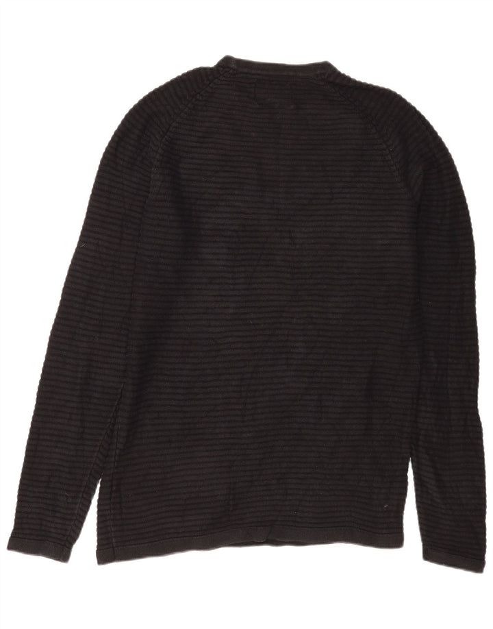 Jack & Jones Ανδρικό πουλόβερ με λαιμόκοψη, μεσαίο μαύρο βαμβακερό