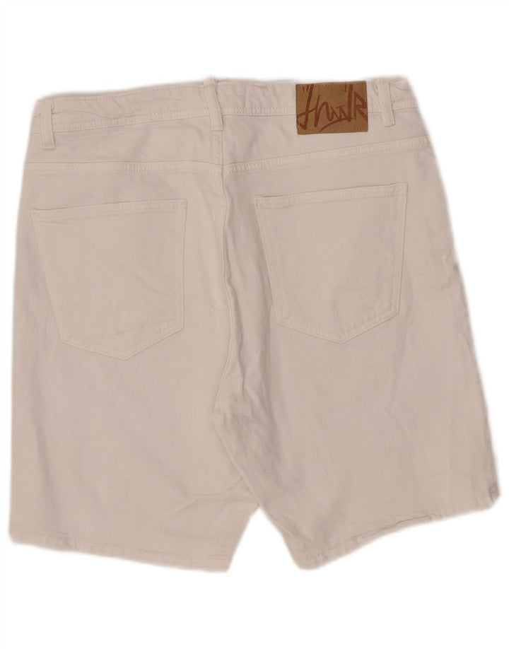 Zara Ανδρικό τζιν σορτς EU 42 Large W32 Λευκό βαμβακερό