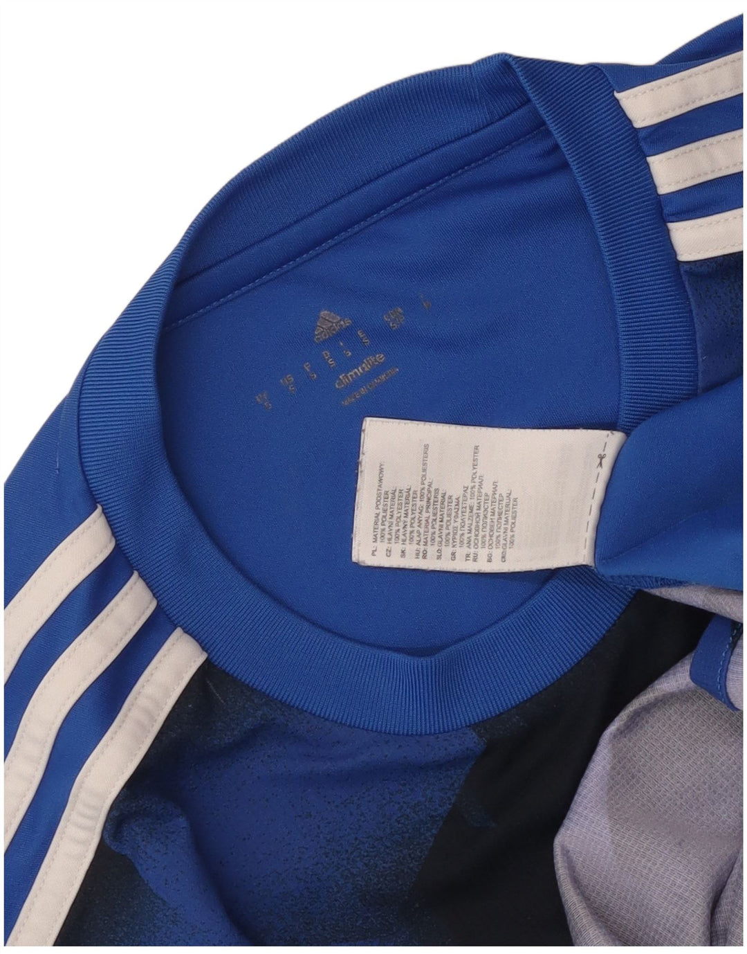 Ανδρικό γραφικό μπλουζάκι Adidas Climalite Top Μικρό μπλε γεωμετρικό πολυεστέρα