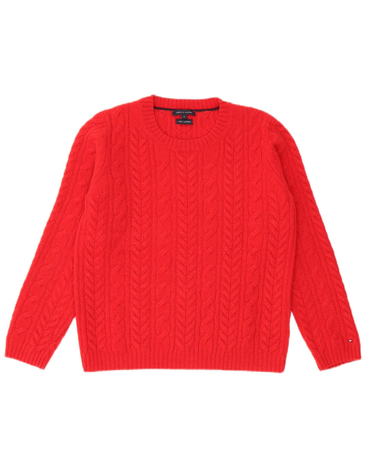 Tommy Hilfiger Γυναικείο πουλόβερ με λαιμόκοψη UK 12 μεσαίο κόκκινο μαλλί