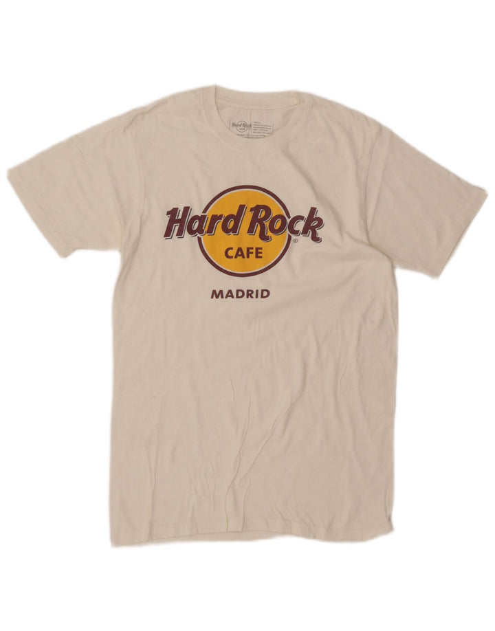 Hard Rock Cafe Ανδρικό γραφικό T-Shirt Μαδρίτη Τοπ Μικρό λευκό βαμβακερό