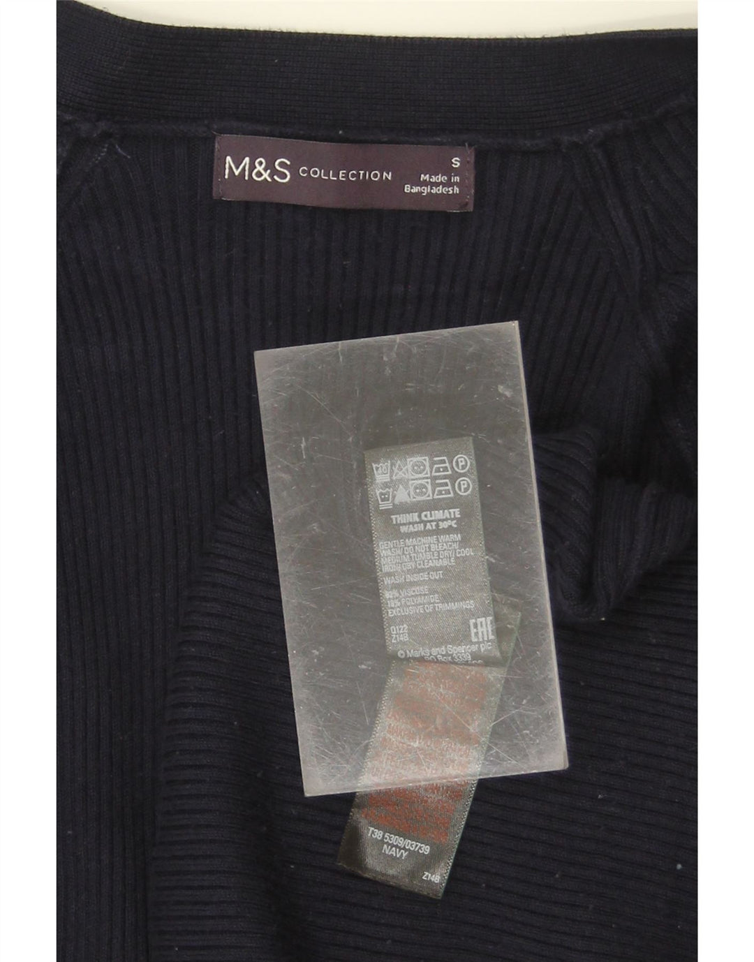 MARKS & SPENCER Womens Open Cardigan Sweater UK 10 Small Navy Blue Viscose Vintage Marks & Spencer and Second-Hand Marks & Spencer from Messina Hembry 