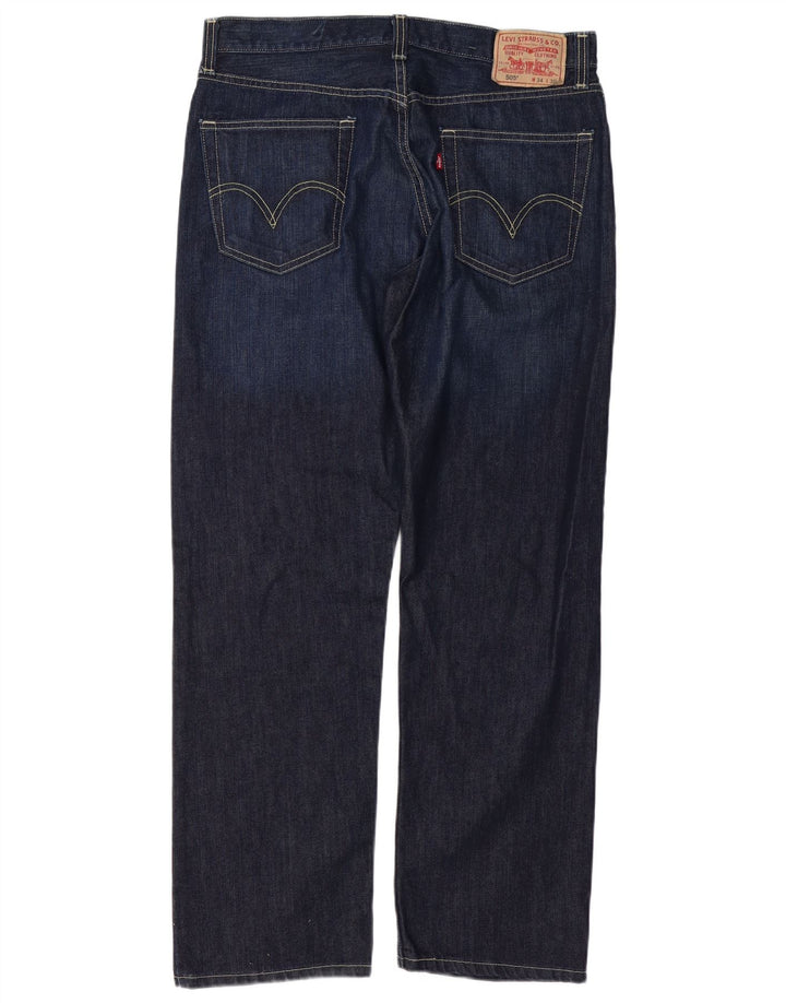 Levi's Mens 505 Regular Fit Straight Jeans W34 L30 Navy Blue Cotton