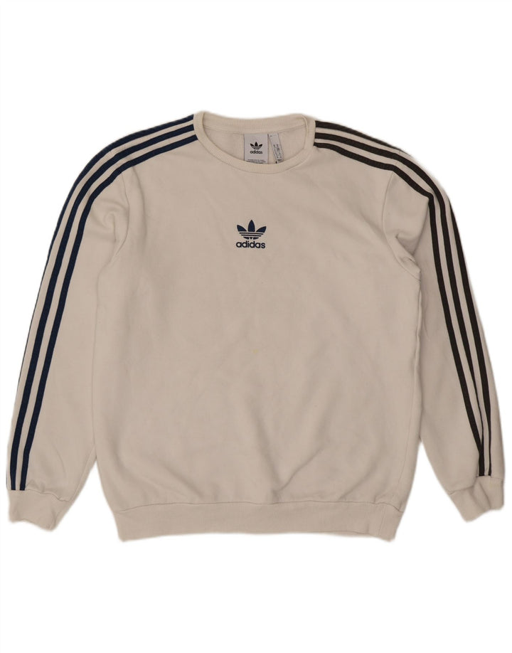 Ανδρικό φούτερ Adidas Jumper, μεσαίο λευκό βαμβακερό