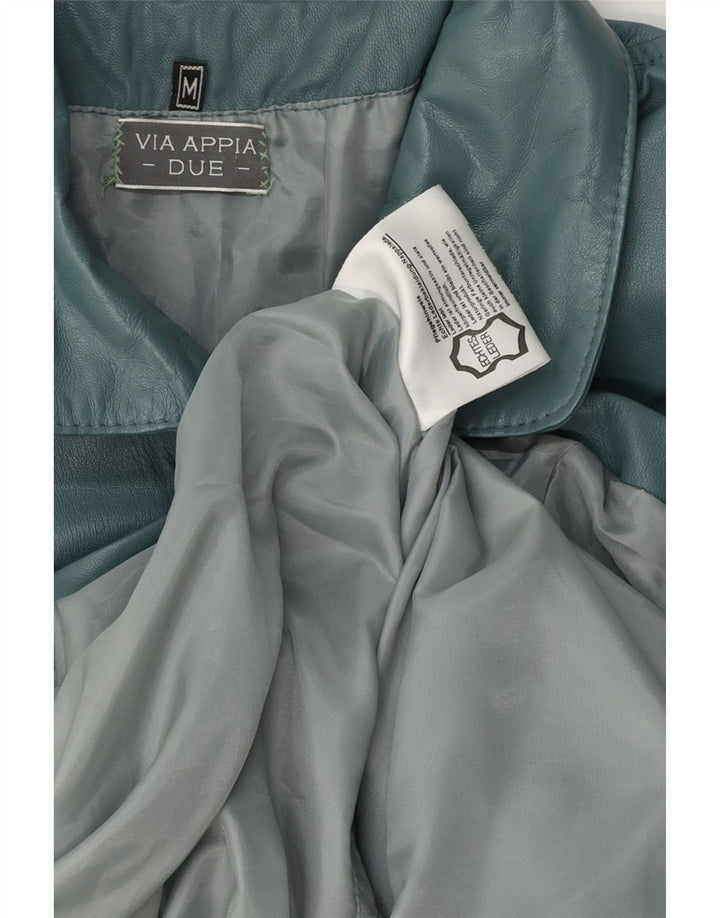 Via Appia Γυναικείο Δερμάτινο Παλτό UK 14 Medium Blue Leather