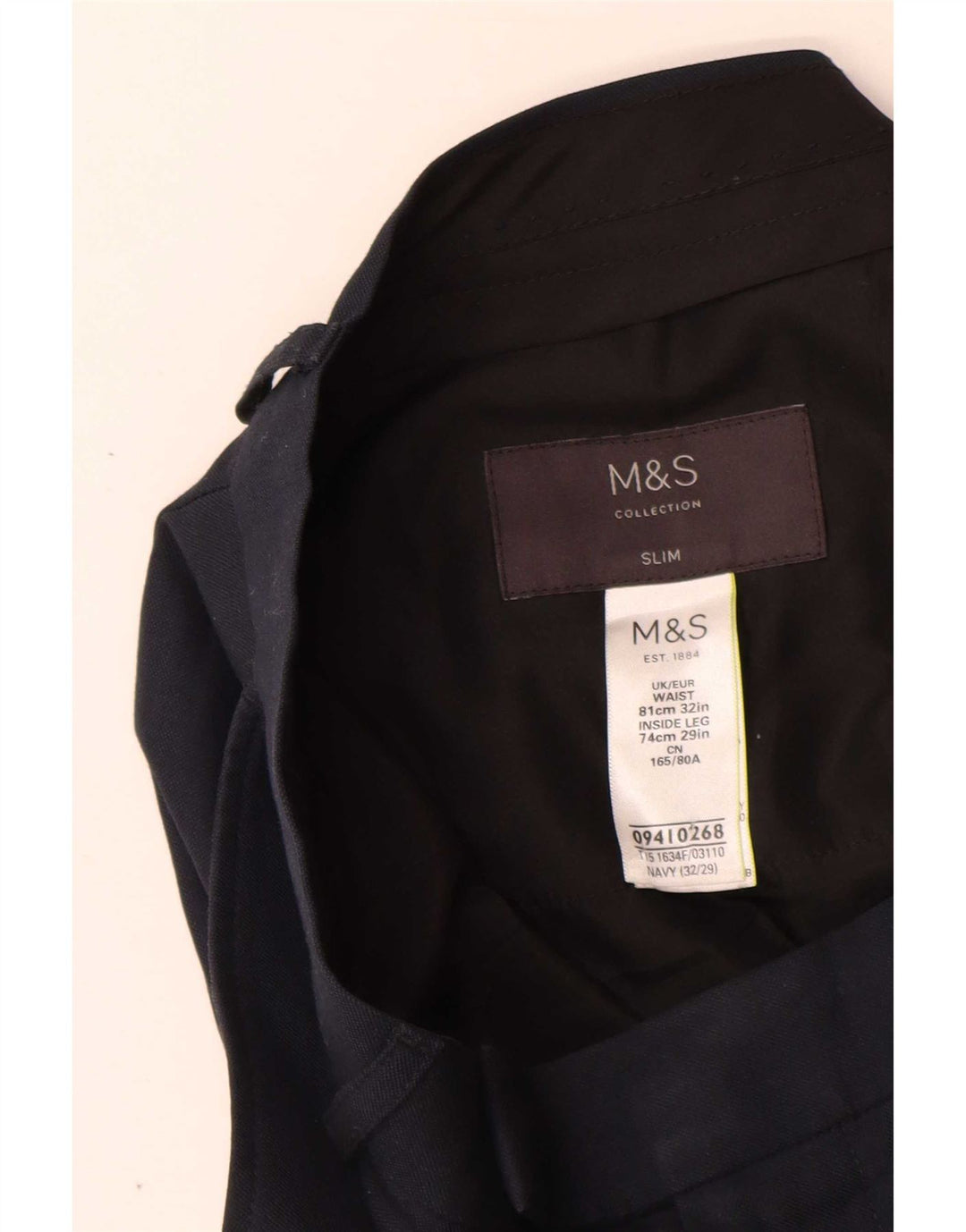 Marks & Spencer Ανδρικό Slim Suit Παντελόνι W32 L29 Navy Blue Polyester
