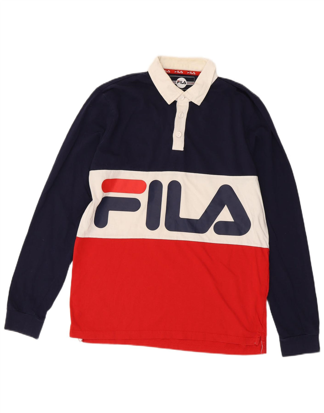 Ανδρικό γραφικό μπλουζάκι ράγκμπι πόλο Fila, μεσαίο πολύχρωμο μπλοκ χρώματος