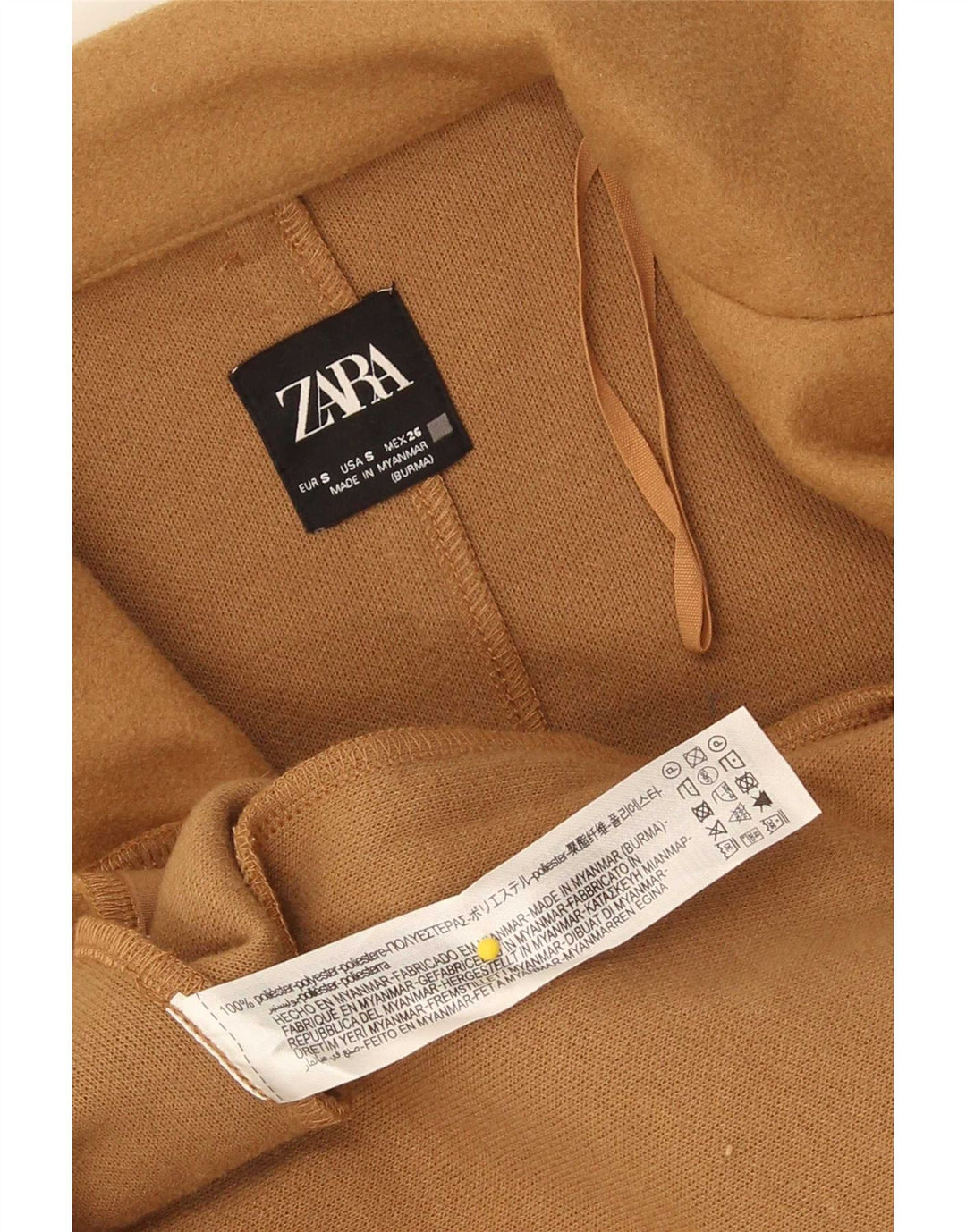 Zara Γυναικείο Ανοιχτό Πανωφόρι UK 10 Small Beige Polyester