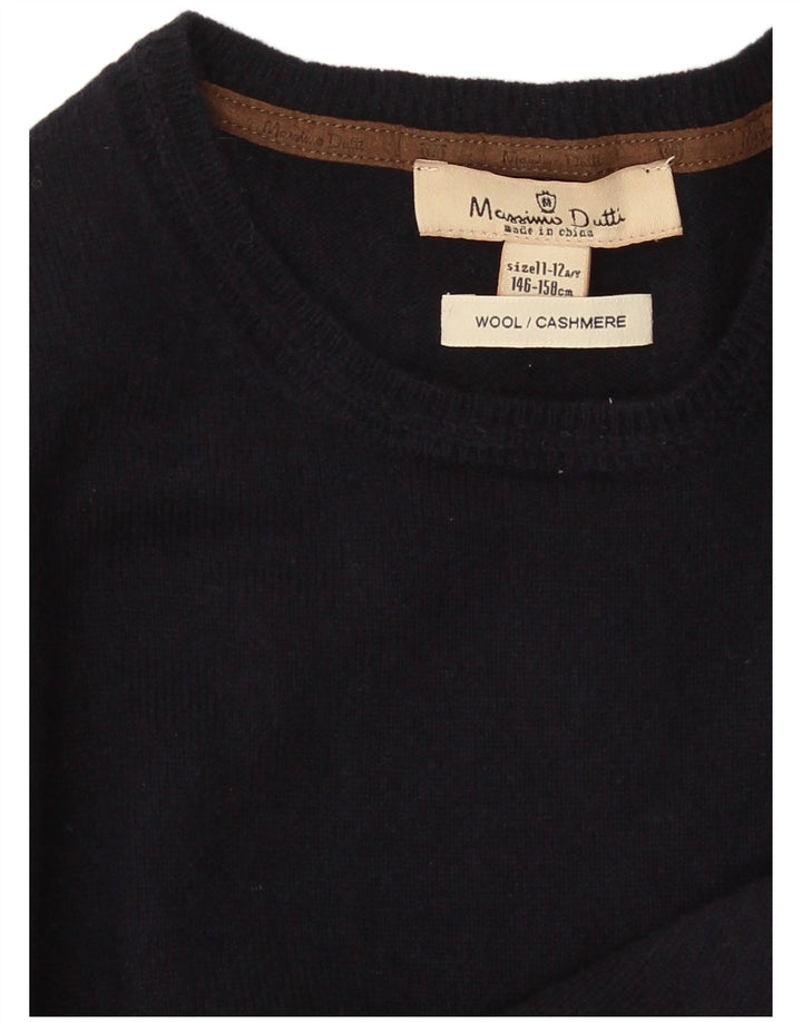 Massimo Dutti Boys Crew Neck Jumper πουλόβερ 11-12 ετών Navy Blue Wool