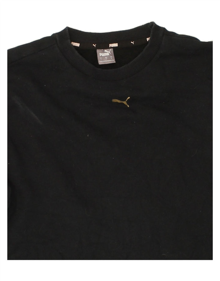PUMA Womens Crop Sweatshirt Jumper UK 10 Small Black Cotton Vintage Puma and Second-Hand Puma from Messina Hembry 