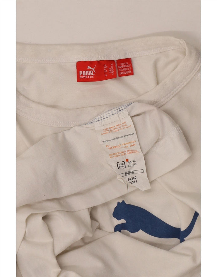 Ανδρικό γραφικό τοπ PUMA με μακρυμάνικο μεσαίο λευκό βαμβακερό