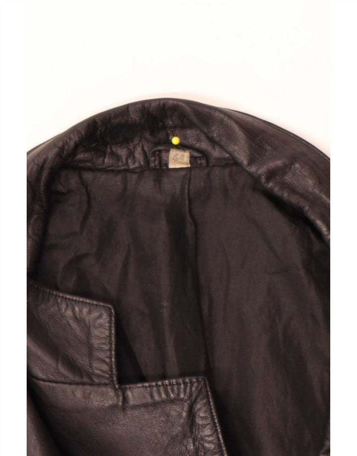 Vintage Ανδρικό Δερμάτινο Μπουφάν με 3 Κουμπιά IT 54 XL Μαύρο