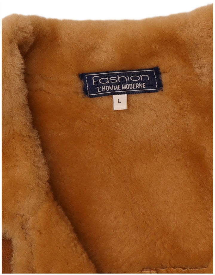 Vintage Ανδρικό Shearling Jacket UK 40 Large Brown