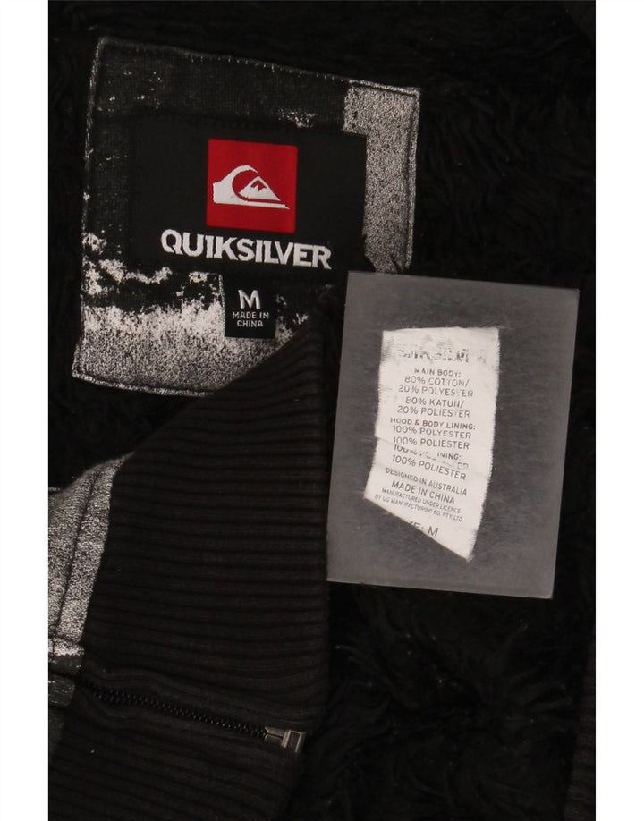Ανδρικό πουλόβερ με κουκούλα με φερμουάρ Quiksilver, μεσαίο μαύρο βαμβακερό Gingham