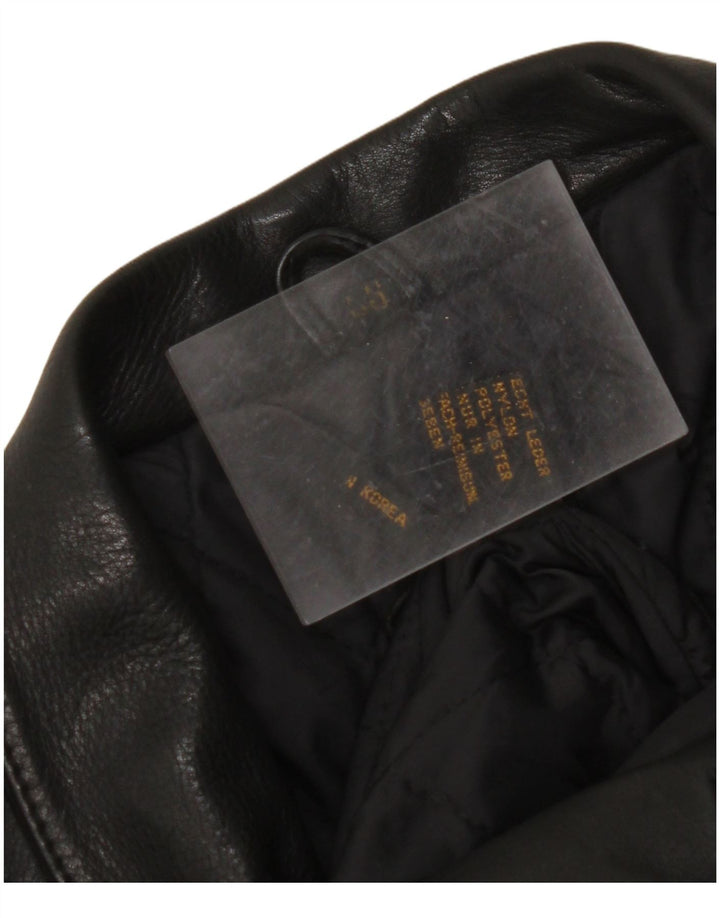 VINTAGE Γυναικείο Δερμάτινο Μπουφάν Biker UK 18 XL Μαύρο Δερμάτινο