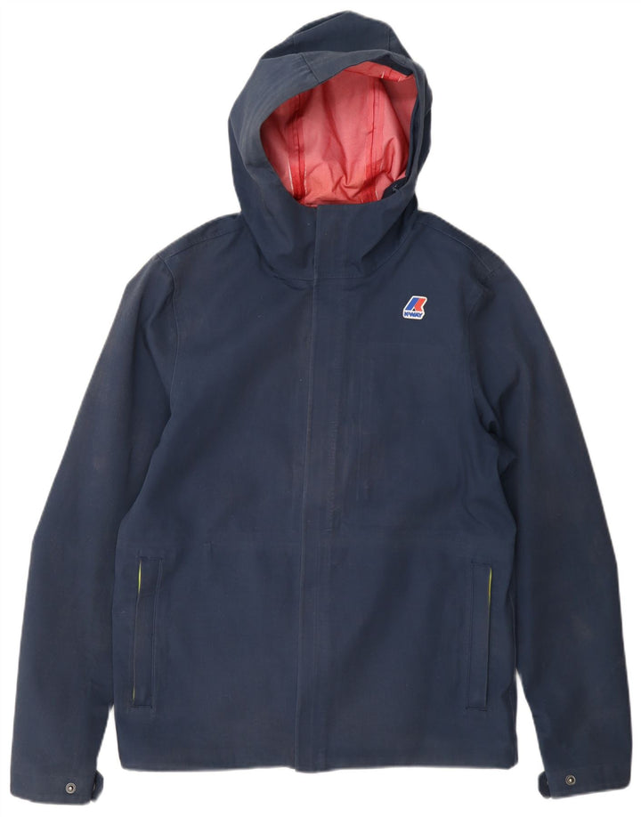 K-Way Ανδρικό μπουφάν βροχής με κουκούλα UK 38 Medium Navy Blue Cotton