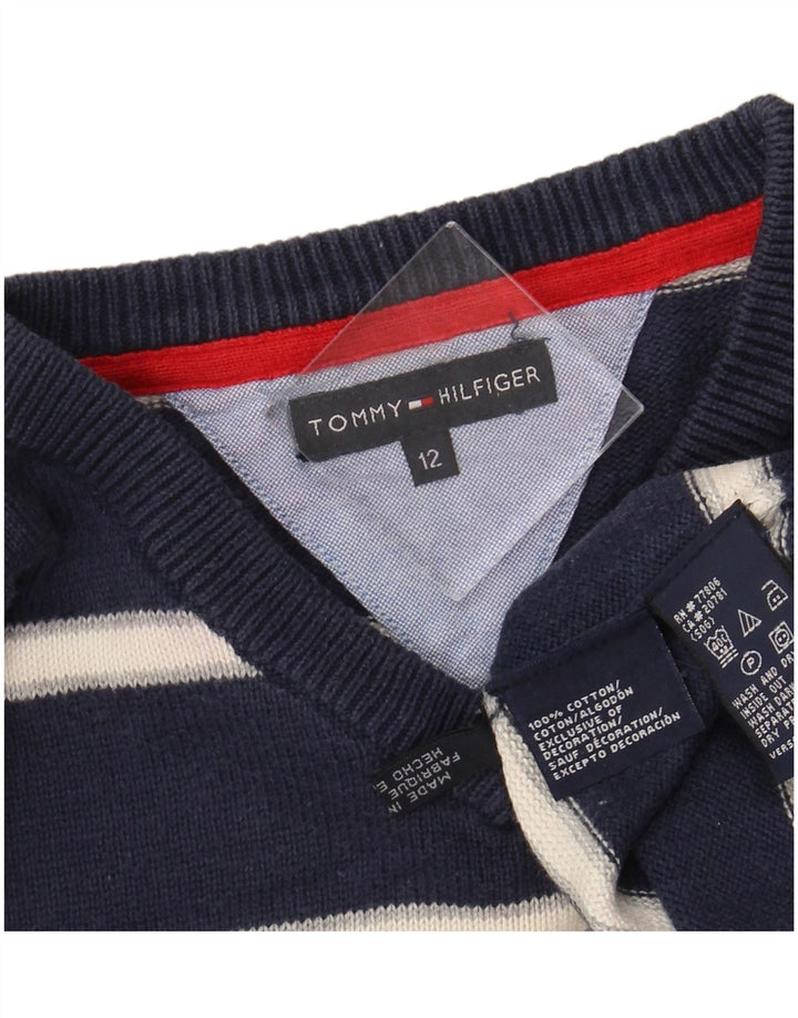 TOMMY HILFIGER Αγόρια πουλόβερ με V λαιμόκοψη 11-12 ετών Ναυτικό ριγέ
