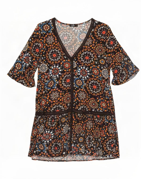 Desigual Γυναικείο κοντομάνικο φόρεμα παραλίας UK 18 XL πολύχρωμο φλοράλ