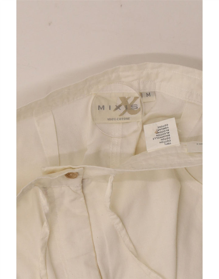 VINTAGE Γυναικείο ίσιο παντελόνι Capri Medium W28 L18 Λευκό βαμβακερό