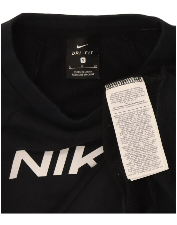 Γυναικείο φούτερ Nike Crop με γραφικό μεγάλο μέγεθος Jumper UK 10 Small Black