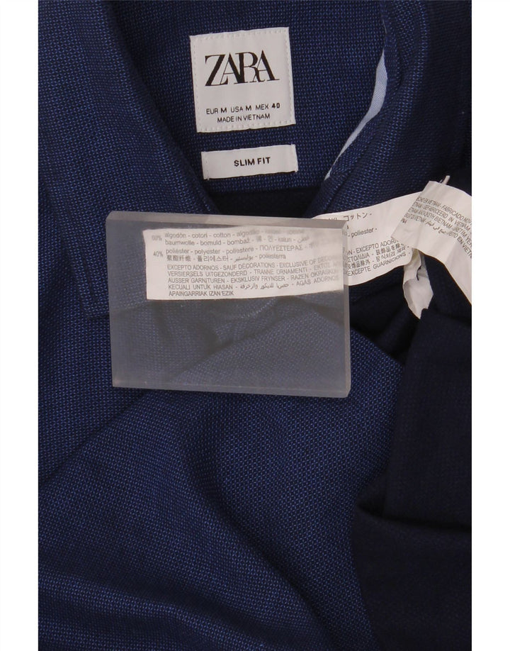 Ανδρικό πουκάμισο Zara Slim Fit Medium Navy Blue βαμβακερό