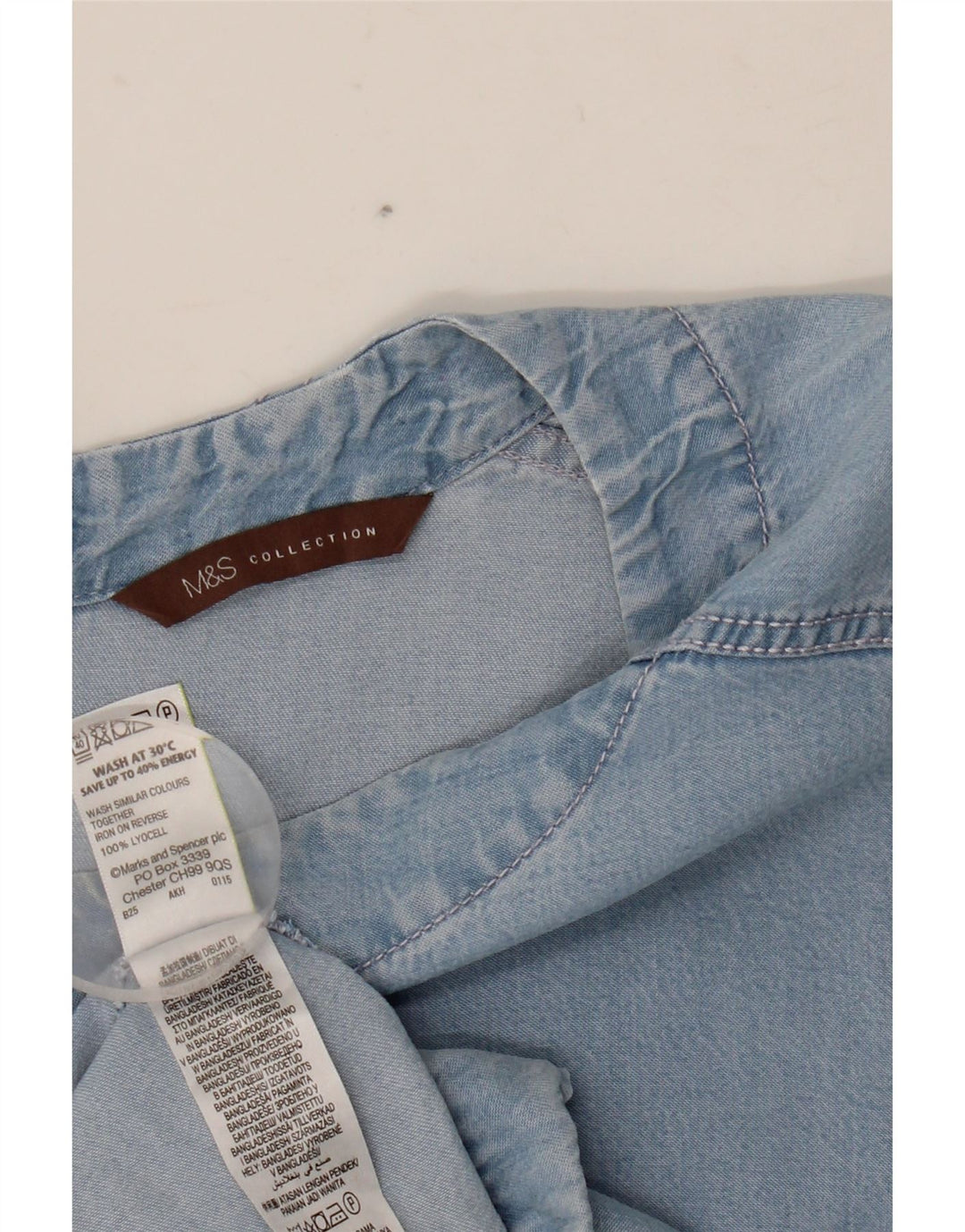 MARKS & SPENCER Γυναικεία τζιν μπλούζα Top UK 20 2XL Blue Lyocell