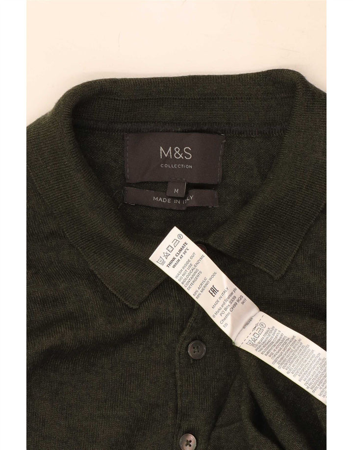 Marks & Spencer Ανδρικό πουλόβερ Polo Jumper Regular Fit Medium Green