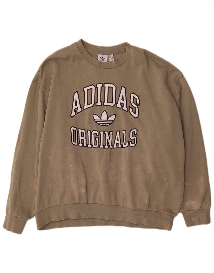 Adidas Γυναικεία γραφική μπλούζα μεγάλου μεγέθους Jumper UK 12/14 Medium Khaki