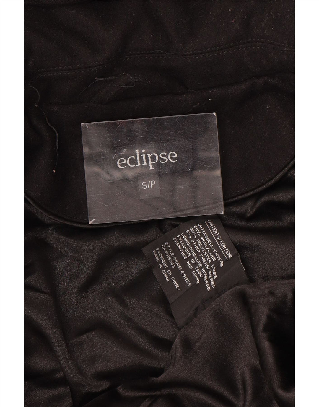 Eclipse Γυναικείο παλτό Duffle με κουκούλα UK 10 Small Black Wool