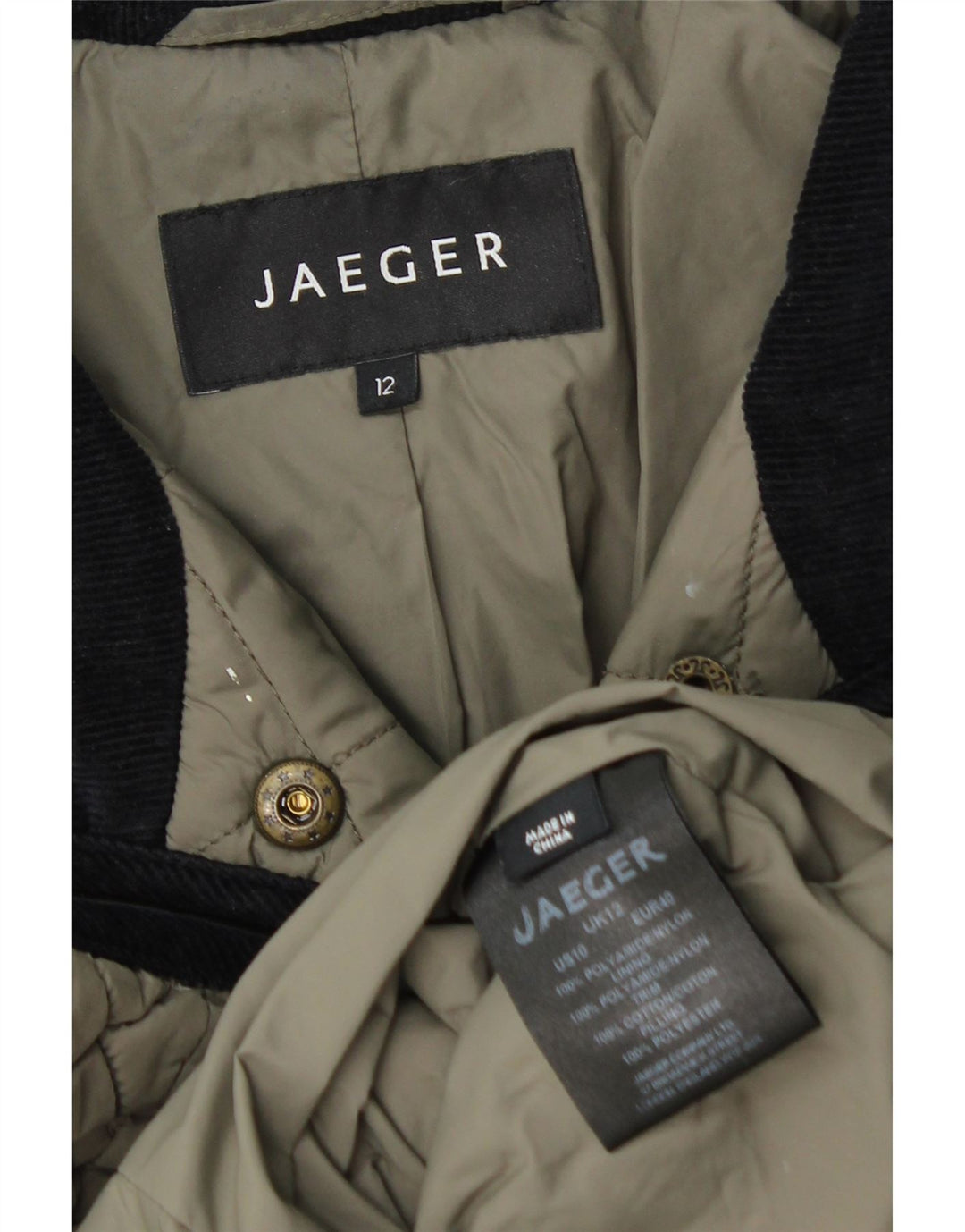 Γυναικείο καπιτονέ μπουφάν Jaeger UK 12 Medium Khaki Polyamide