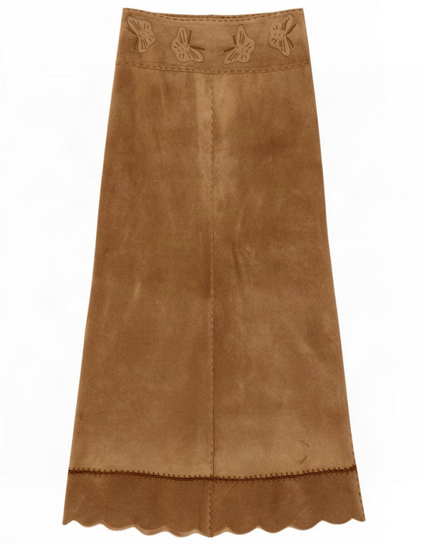 Arden B Γυναικεία Ψηλόμεση Suede Maxi Φούστα US 0 XS W26 Μπεζ δέρμα