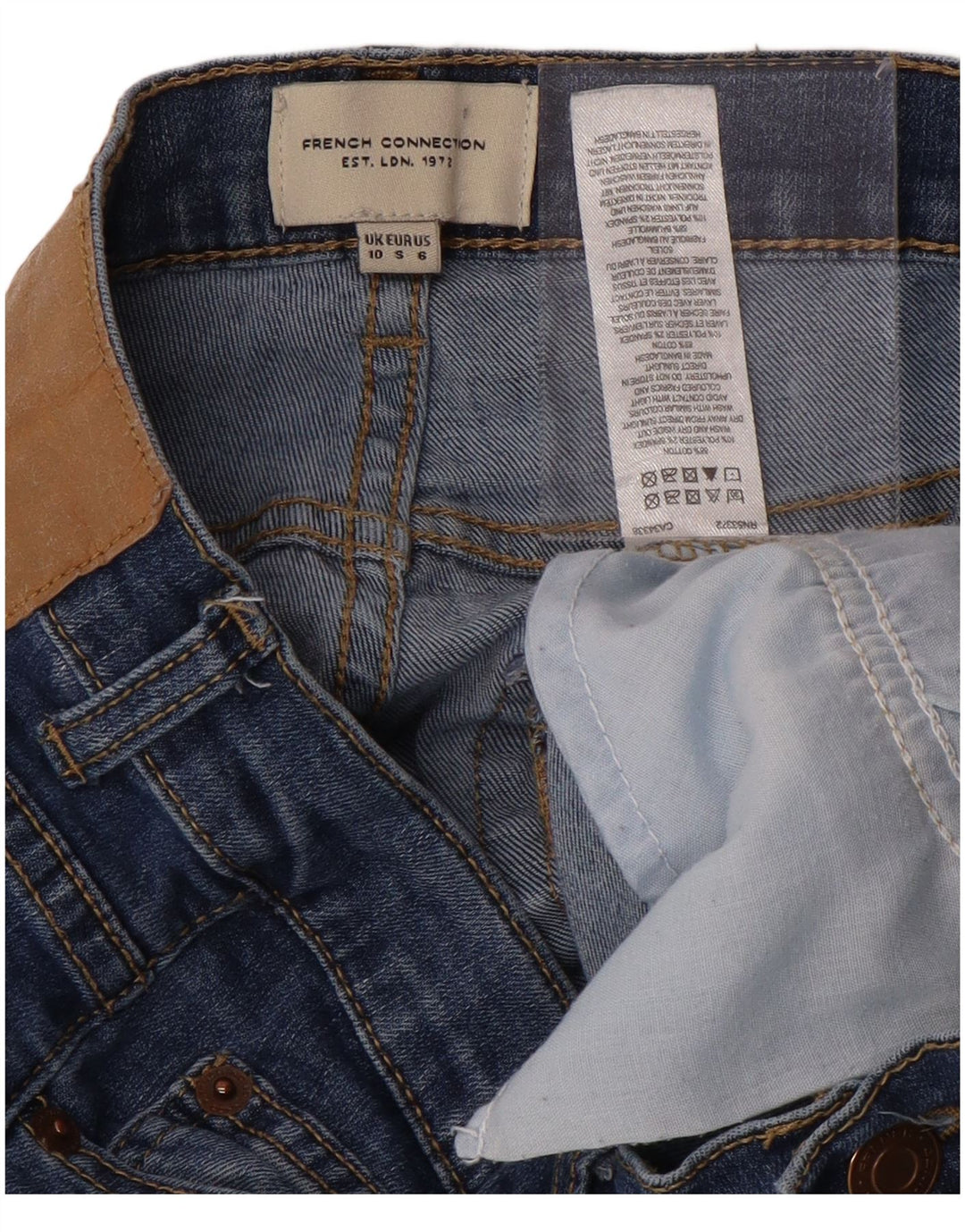 ΓΑΛΛΙΚΗ ΣΥΝΔΕΣΗ Γυναικεία Skinny Jeans UK 10 Small W28 L29 Blue Cotton