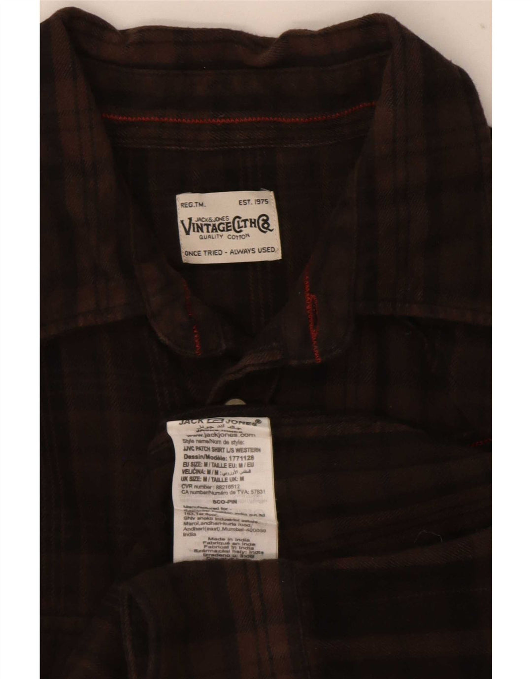 Ανδρικό φανελένιο πουκάμισο Jack & Jones, μεσαίο καφέ βαμβακερό