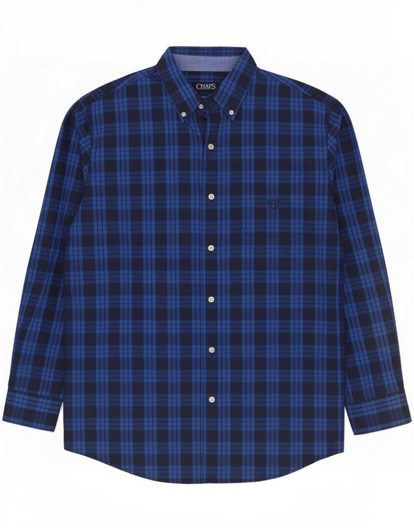 Chaps Ανδρικό πουκάμισο Easy Care Large Navy Blue Check Cotton
