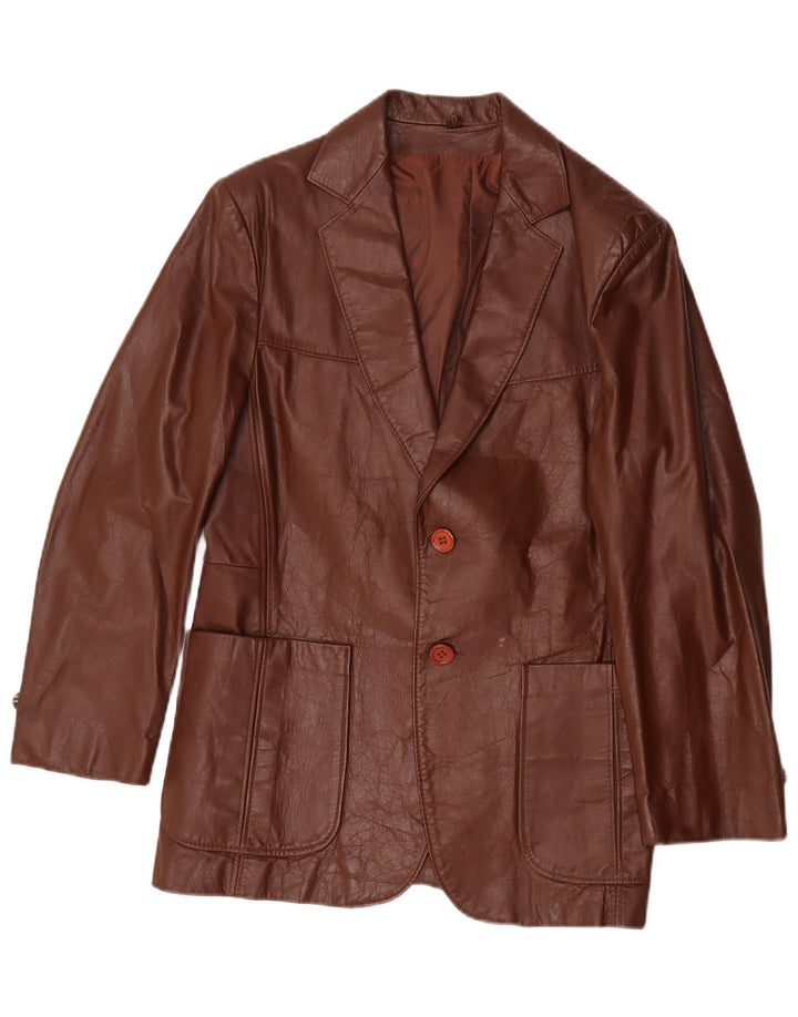 Jean Pierre Ανδρικό δερμάτινο σακάκι 2 κουμπιών UK 38 Medium Brown