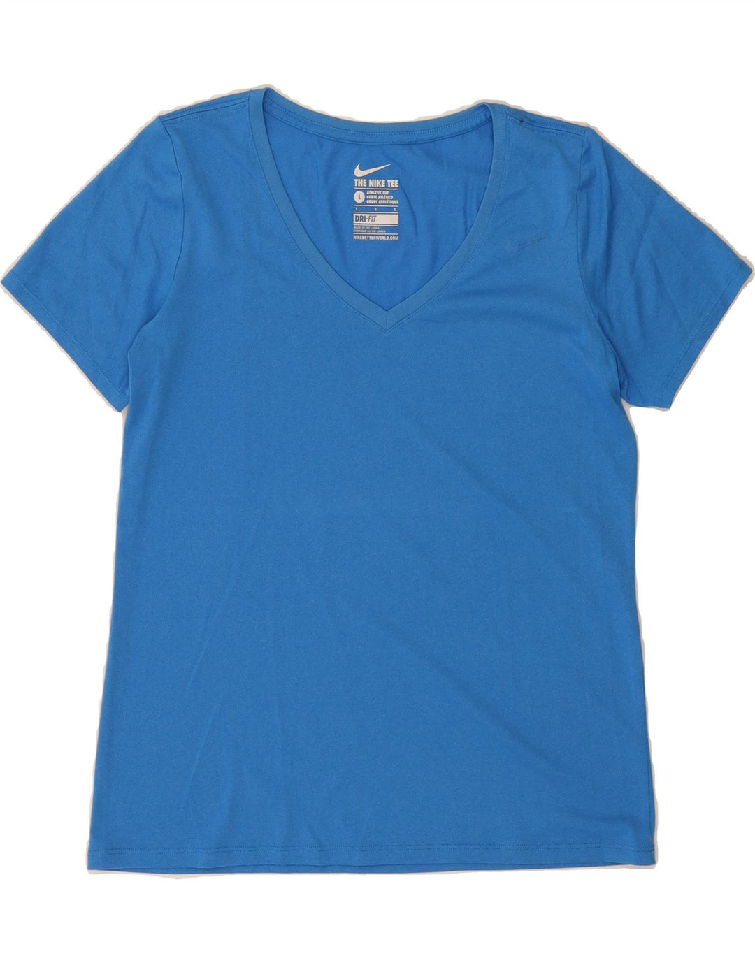 NIKE Womens Athletic Cut T-Shirt Top UK 16 Large Blue Vintage Nike and Second-Hand Nike from Messina Hembry 