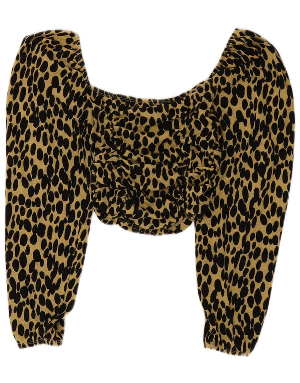 Topshop Γυναικείο Petite μακρυμάνικο τοπ UK 10 Small Khaki Animal Print