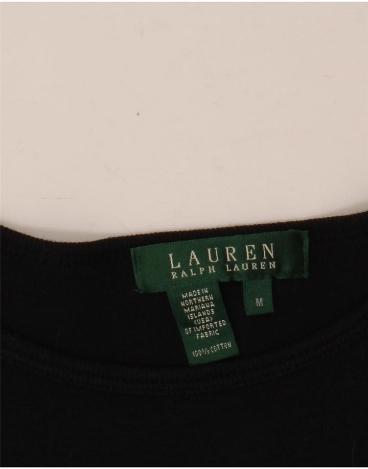 Γυναικείο τοπ Ralph Lauren μακρυμάνικο UK 14 μεσαίο μαύρο βαμβακερό