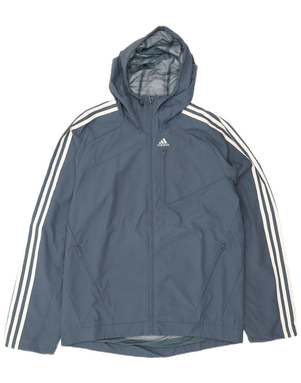 Adidas Ανδρικό μπουφάν βροχής με κουκούλα UK 36 Small Navy Blue Polyamide