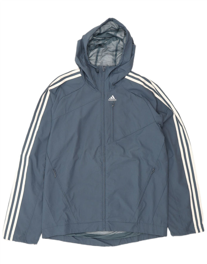Adidas Ανδρικό μπουφάν βροχής με κουκούλα UK 36 Small Navy Blue Polyamide