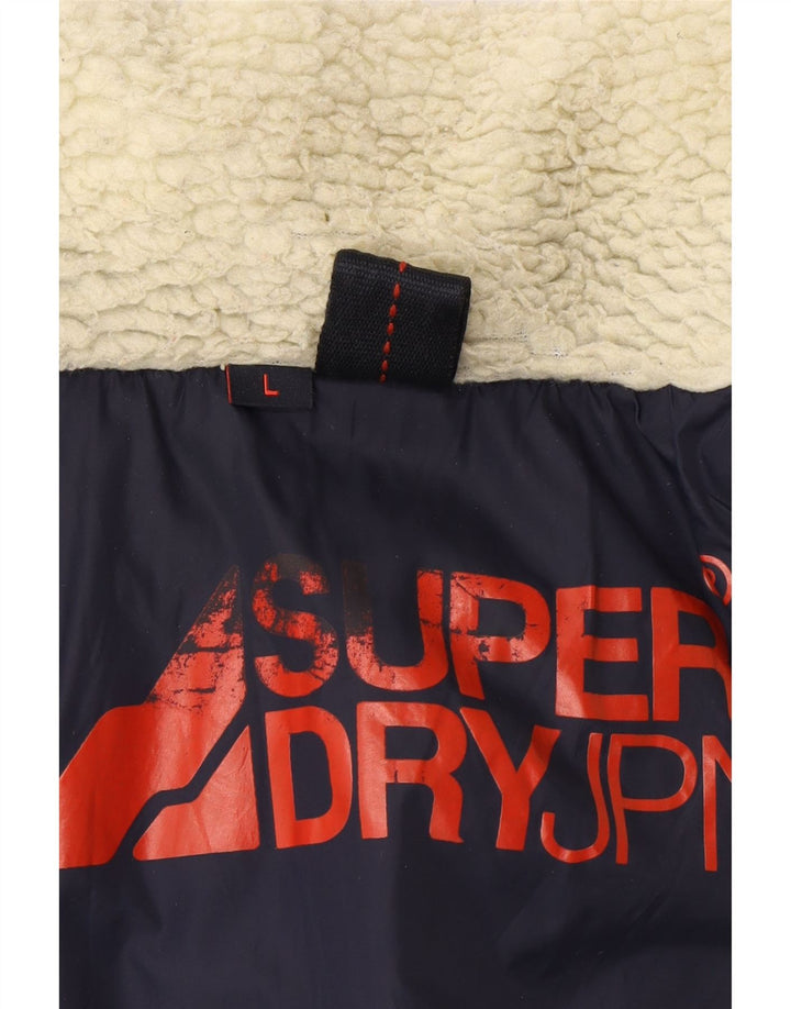 Superdry Ανδρικό γραφικό μπουφάν UK 40 Large Navy Blue Nylon