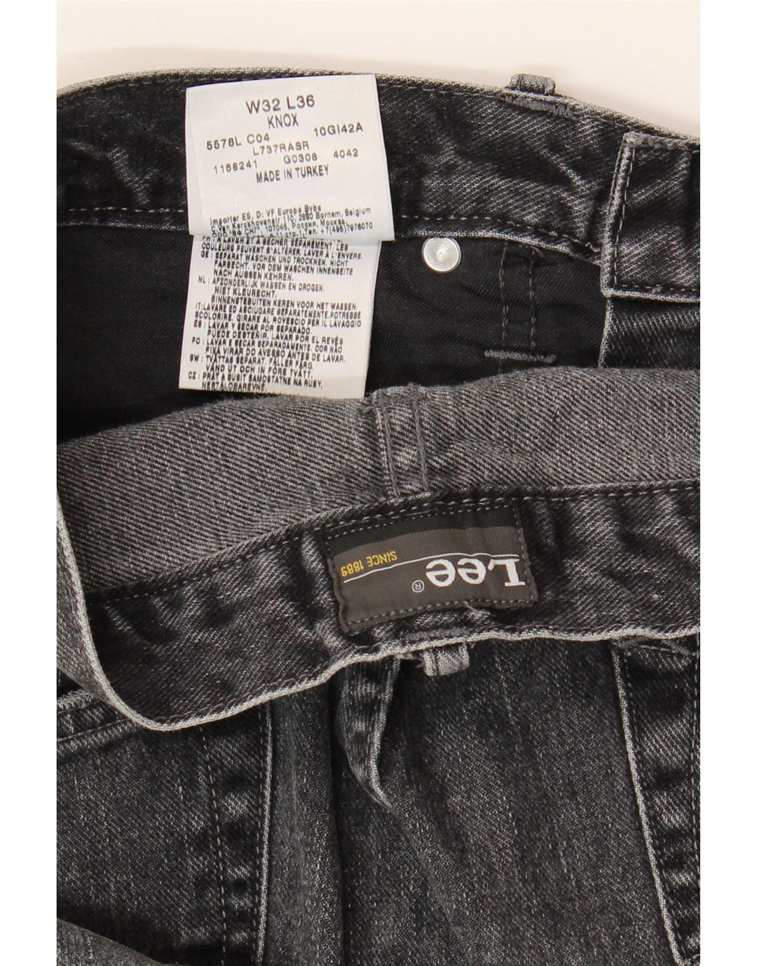 LEE Mens Knox Distressed Straight Jeans W32 L29 Γκρι βαμβακερό