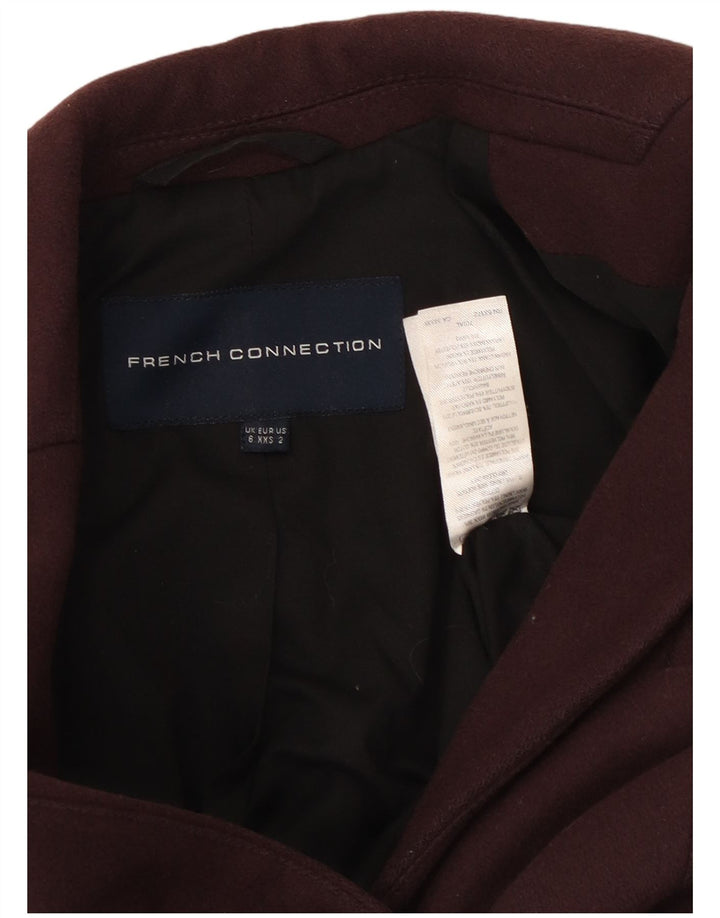 ΓΑΛΛΙΚΗ ΣΥΝΔΕΣΗ Γυναικείο Ανοιχτό Παλτό UK 6 XS Maroon Wool