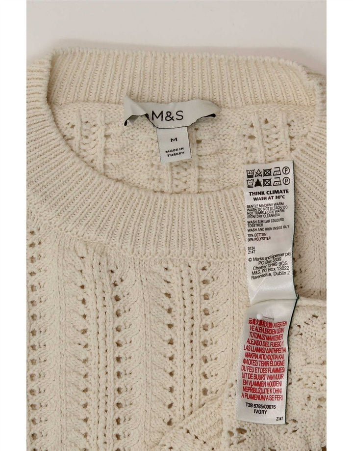 Marks & Spencer Γυναικείο πουλόβερ See Through Crew Neck Jumper UK 14 Medium Be