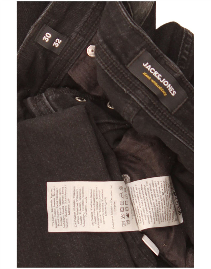 Jack & Jones Ανδρικό Slim Jeans W30 L32 Μαύρο βαμβακερό