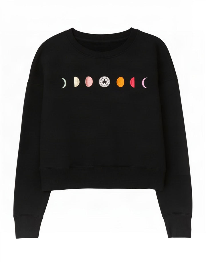 Γυναικεία φούτερ Converse Oversized Crop Graphic Jumper UK 6 XS Μαύρο