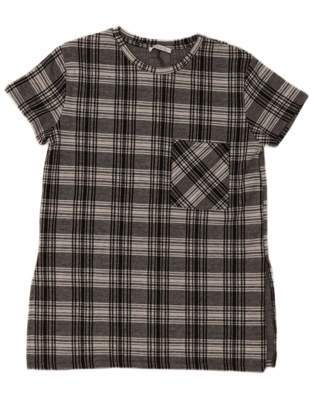 ZARA Womens Trafaluc Tunic Top 10 Small Grey Check
