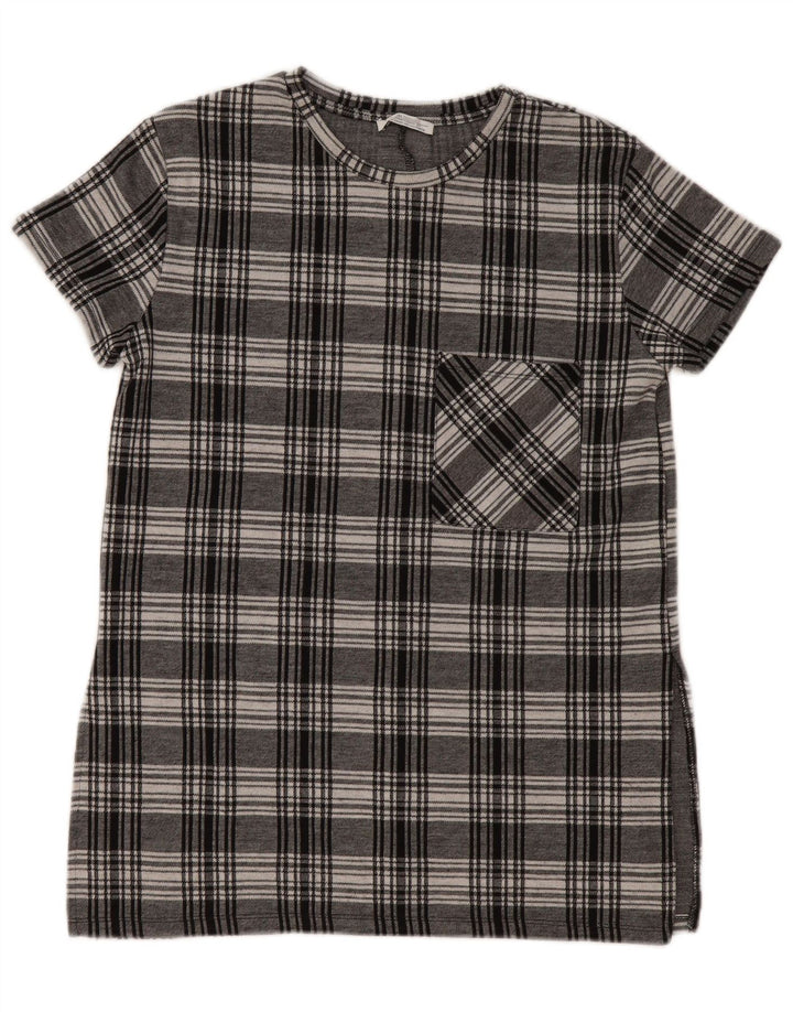 ZARA Womens Trafaluc Tunic Top 10 Small Grey Check